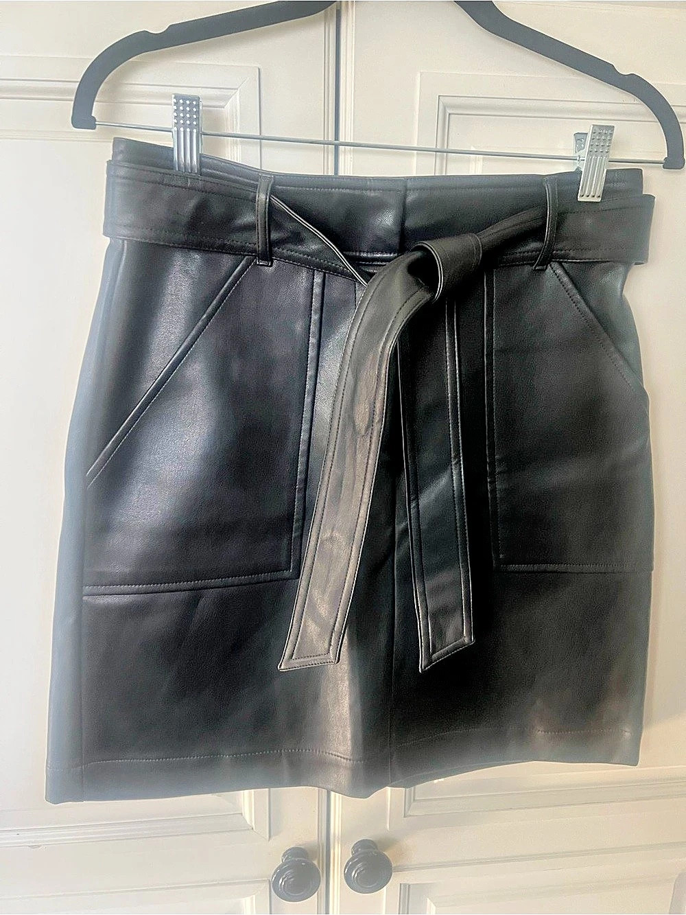 Ann Taylor Factory Faux Leather Mini Skirt Black Waist 0